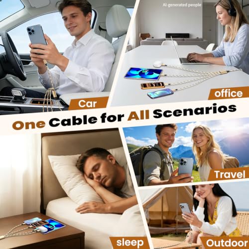 Image of Multi Charging Cable 5FT, 4 in 1 Charging Cables for Multiple Devices Gold
