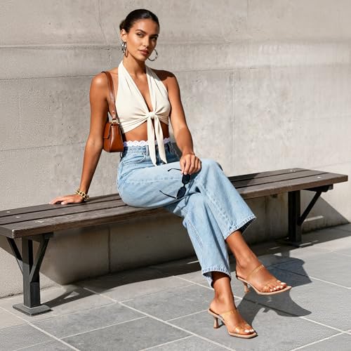 DREAM PAIRS Women's Low Kitten Heels Square Toe Two Strap Heeled Sandals Dress Casual Summer Mules Shoes - Image 3