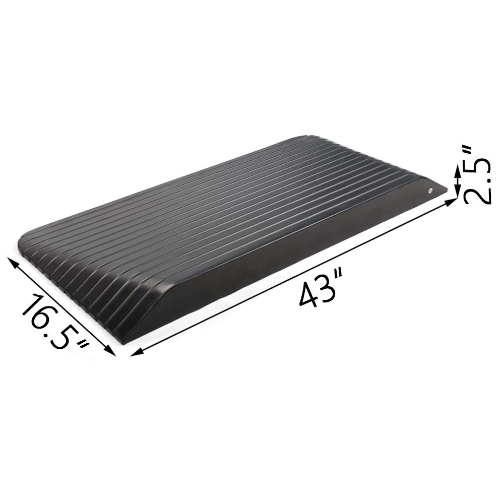 Solidna gumowa najazdowa rampa progowa o wysokości 2,5" do drzwi wózka inwalidzkiego, skutera elektrycznego, 1 opakowanie, 43,3" x 16" x 2,5" (wys.)