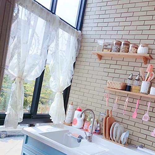 Cortinas de encaje vintage para ventanas cenefas semitransparentes decorativas de un panel 8