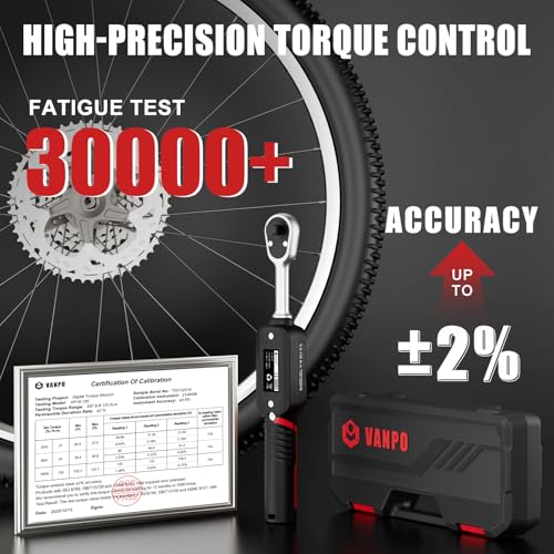 Image of VANPO Digital Torque Wrench 3 /8-Inch,5-99.6 Ft-Lb for Bike, Motorcycle | 6.8-135 Nm, Electronic Torque Wrench with Color Screen,Buzzer and LED Alertm, Preset & Data Storage forAutomotive Maintenance