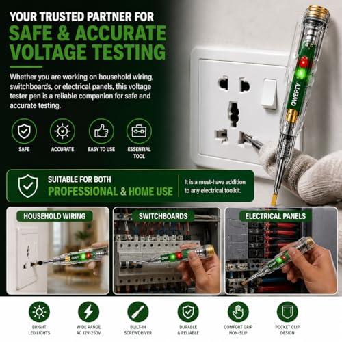 Image of 1pc Professional Electrician Test Pen Intelligent LED Light Voltage Tester Pen AC Non-contact Induction Power Detector Electrical Screwdriver Indicator Circuit Testing Tool for Safe-Accurate Result