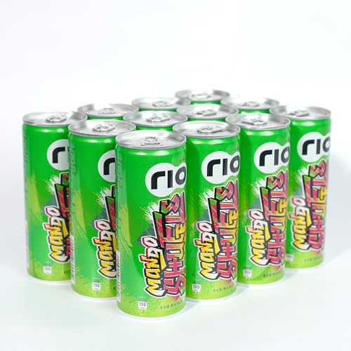 Image of Rio Raw Mango Bubbly Fruit Drink Can | Soft Drink | Exotic Fruit Juice + Fizz | Rich In Vitamin C and Honey | Pack of 12 | 250 ml
