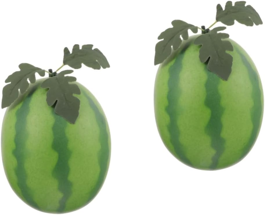 Alipis 2pcs Watermelon Model Decorative Fruit Prop Realistic Artificial Watermelon for Home Decor Photography and Early Education Random Leaf Style Fake Fruit Model for Supermarkets and