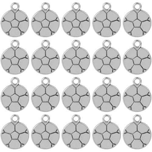 SUNNYCLUE 1 Box 100PCS Soccer Ball Charm Football Charms Bulk Antique Tibetan Silver Alloy Europe Sports Balls UK Sportsman Charm for jewellery Making Charms Supplies DIY Earrings Necklaces Bracelets