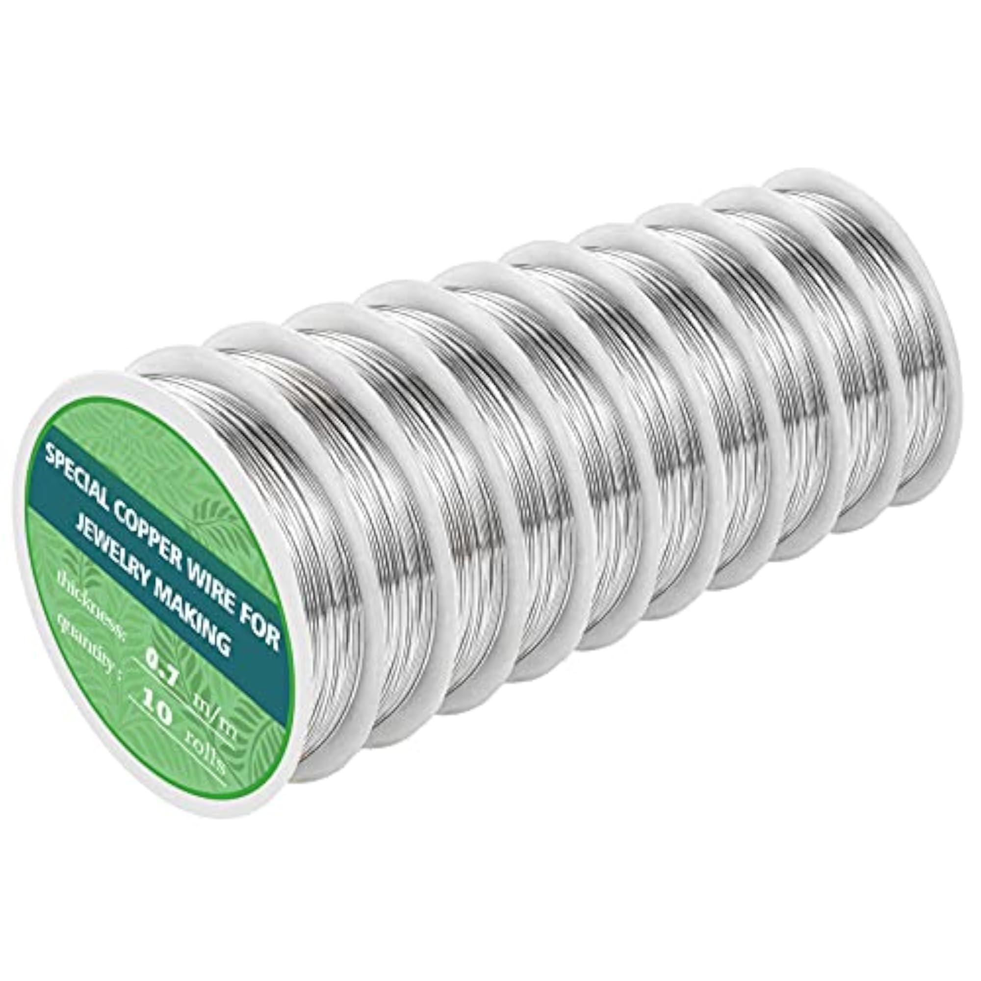 10 Roll Silver Jewelry Wire, 21GA, 50 Feet
