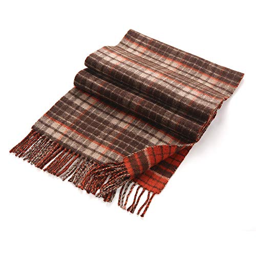 Lusm Mens Cashmere Scarf Luxurious Plaid Winter Warm Soft Lightweight Scarves for Men (Orange)