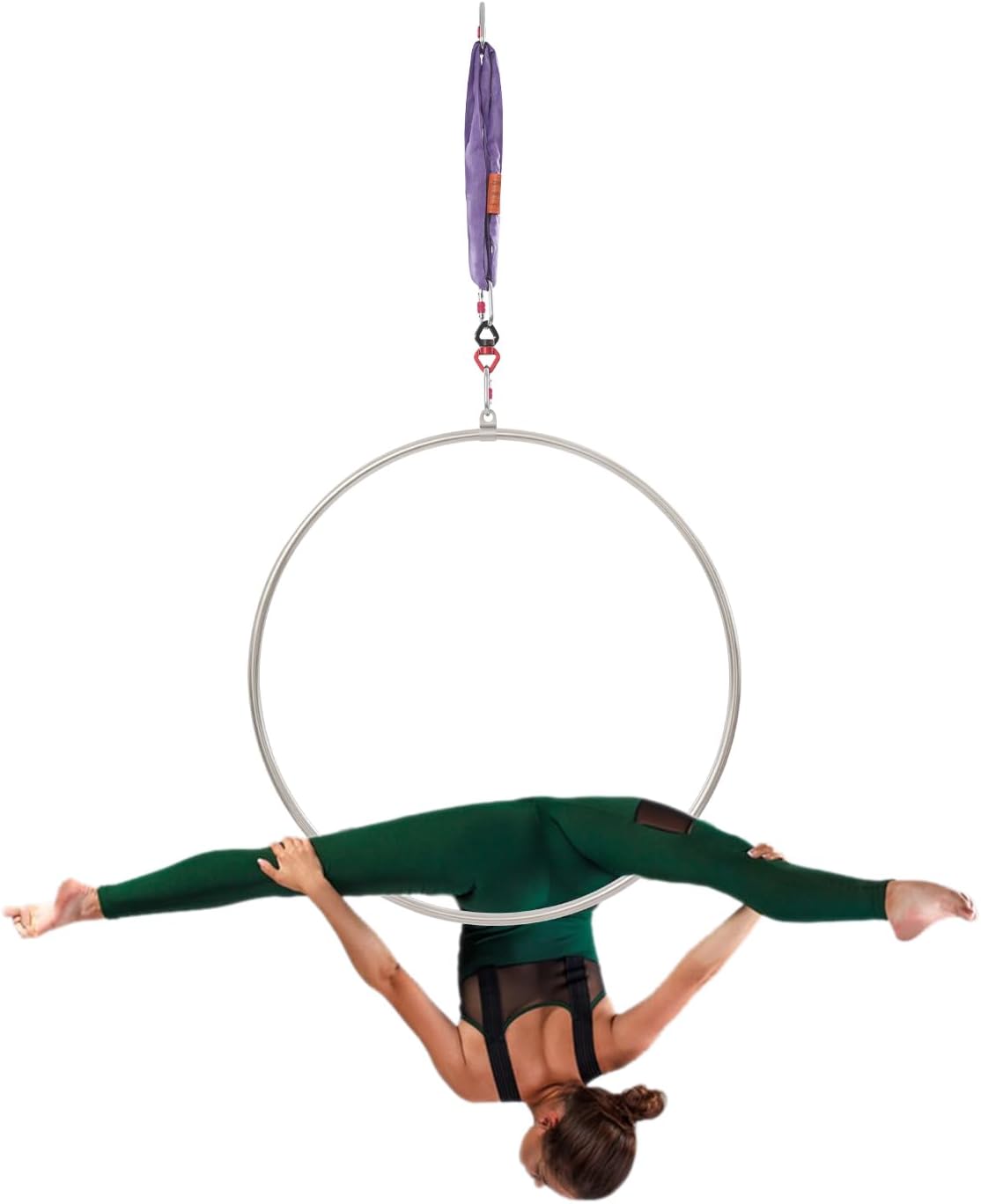 Aerial Lyra Hoop Set, 85CM/33.5Inch Stainless Steel Aerial Ring Hoop, Professional Single Point Aerial Hoop Equipment for Yoga Home, Exercise, Performance, 25mm Thickness
