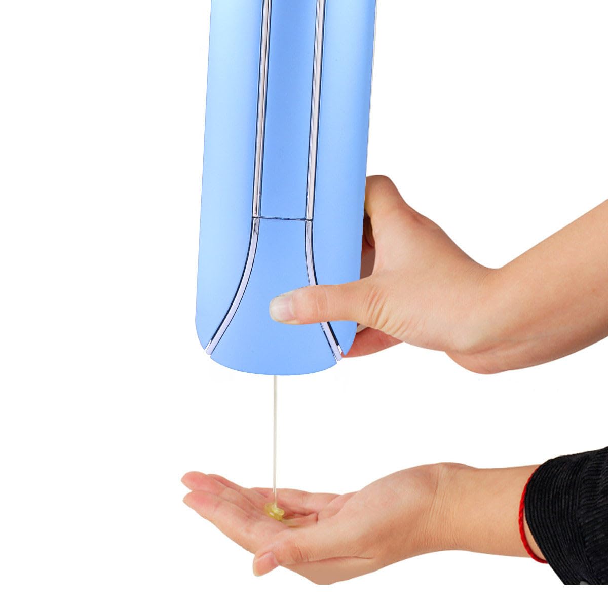 SOLUSTRE Flüssigseifenspender und Manueller Druckfunktion aus Abs 350ml Wandmontierter mit Blauem Behälter für Shampoo und Conditioner im Badezimmer zu Hause