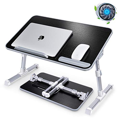 Laptop Desk for Bed with Cooling Fan, Boxeroo 20.5â€x11.8â€ Adjustable Notebook Bed Stand, Portable Standing Table with Foldable Legs, Foldable Lap BookTable for Sofa Couch Floor, Trays for Eating