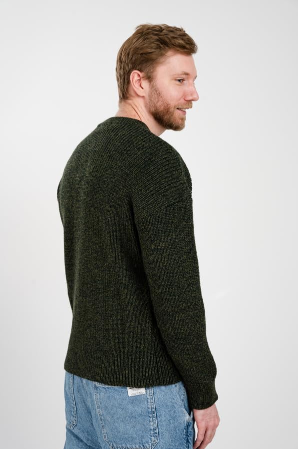 100% Wool Fisherman Sweater for Men, Traditional Aran Crew Neck Knit Pullover, Made in Ireland3