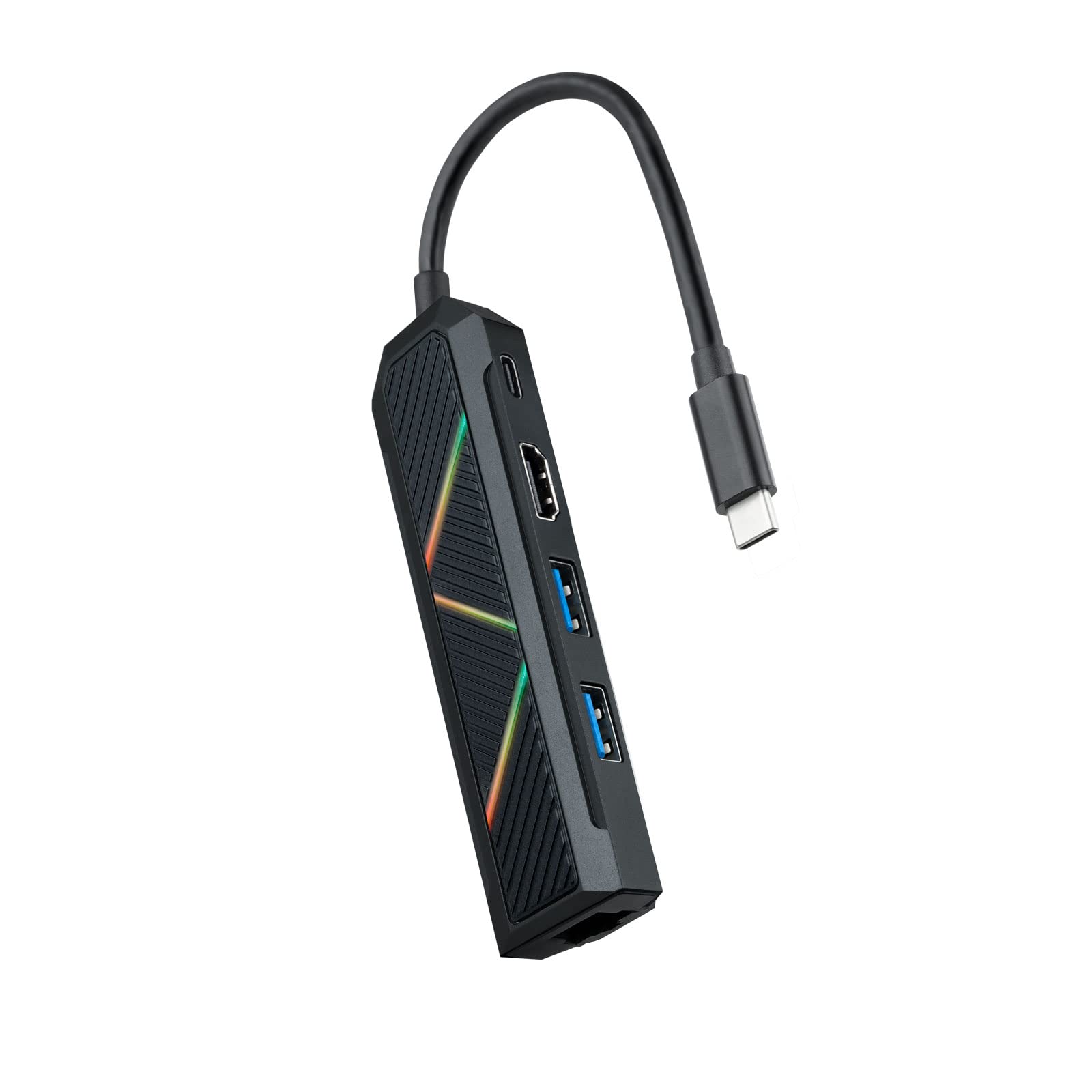 VoltShine HUB USB-C z 2 USB-A, USB-C do ładowania, HDMI i RJ45; do podłączenia wielu urządzeń i rozszerzenia łączności.