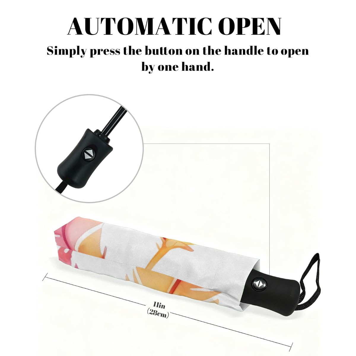 Ombrello pieghevole con piume di uccello acquerello, ombrello da viaggio, compatto, antivento, impermeabile, con protezione UV, rivestimento nero, leggero, 8 costine, portatile, per pioggia e