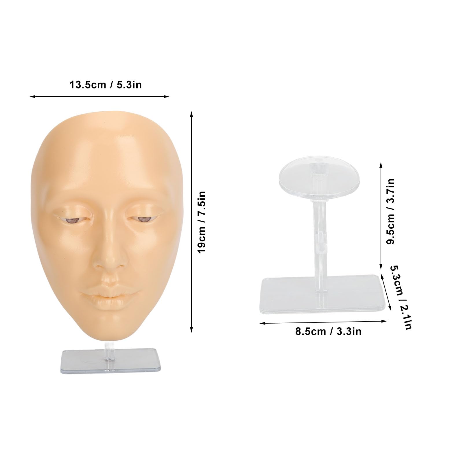 Makeup Mannequin Face Kit, 5D Makeup Practice Face Board, Reusable Beginner Practice Eye Face, with Stand for Makeup Artist Full Face Practice, Eyelash Eye Shadow (White)
