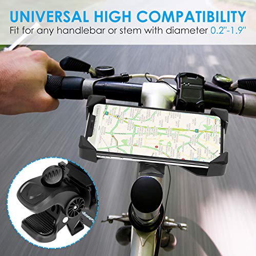 Bike Phone Mount, One-Touch Release Bike Phone Holder, 【Newest】 Gobeigo Anti Shake and Stable 360° Rotation Cell Phone Bicycle/Motorcycle Handlebar Mount for iPhone, Samsung & Smartphone in 4\" - 7\"