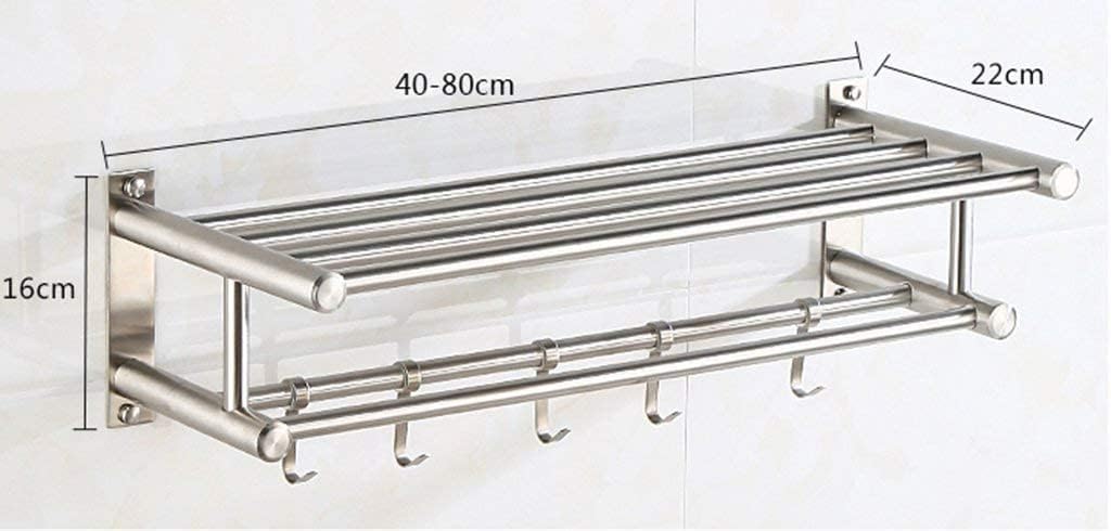 Towel Rack,Towel Bar,Bathroom Shelf with Stainless Steel Design Wall Hanging Towel Rack Shower Towel Rack with Hooks Bathroom (Size : 40 * 22 * 16CM)
