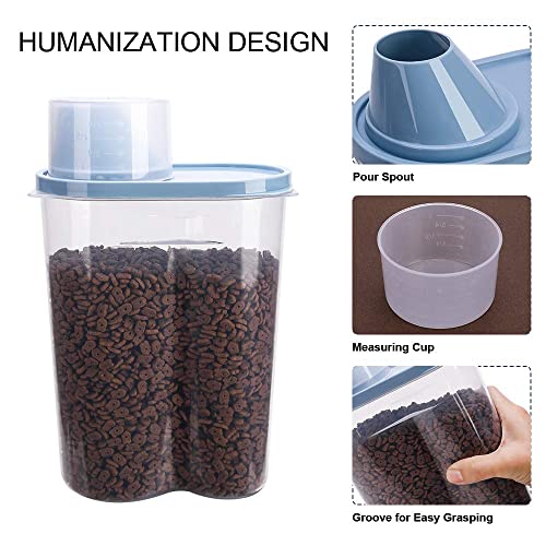 GreenJoy 2 Pack 2lb/2.5L Pet Food Storage Container with Measuring Cup, Can Covers and Bowl for Small Dog, Cat, Waterproof - Thumbnail 2