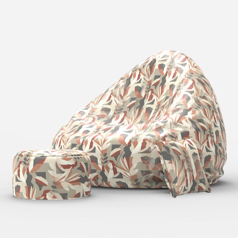 Image of Biggie Bean Bag with Beans Filled XXXL- Full Printed Bean Sofa with Cushion Footrest - Official : Oreka Home Bean Bag - Comfort Level : Basic - (Theme : Artistic Allure)