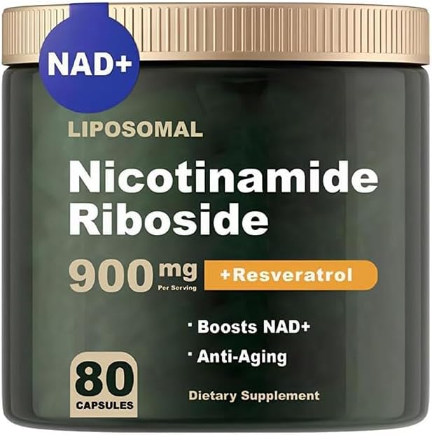 ( EXP 09/25/2027 ) Nicotinamide Adenine Dinucleotide+Supplement, Nicotinamide Riboside Resveratrol 900mg, High Purity Supplement for Anti-Aging, Energy, Focus, 80 Capsules (1pc) 80 Count (Pack of 1)