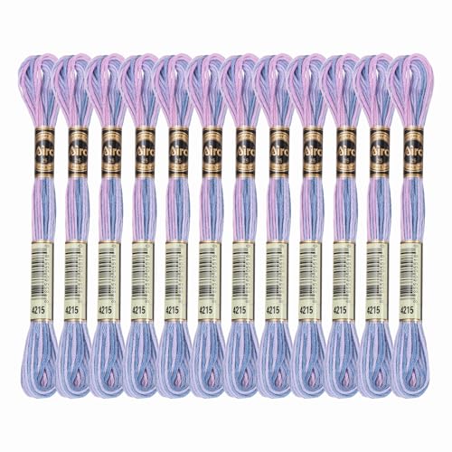Image of PATIKIL 12 Skeins Embroidery Floss, Polyester Embroidery Threads Bracelets String for Cross-Stitch Hand Embroidery, Pink Purple