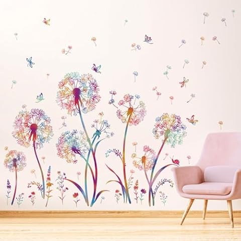 wondever Colourful Dandelion Wall Decals Cover