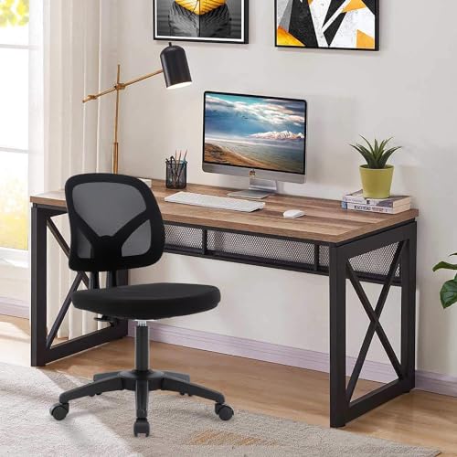 Moustache Task Office Desk Chairs, Armless Executive Office Chair with Height Adjustable and Swivel Wheels for Home Office Studying Gaming (Black) image 6