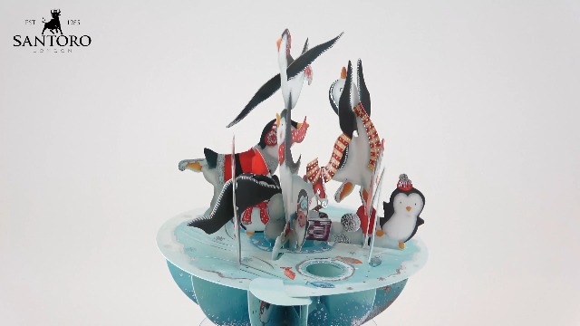 Sachet Fond Carton Motif Noël Pingouins - 100 X 220 Mm