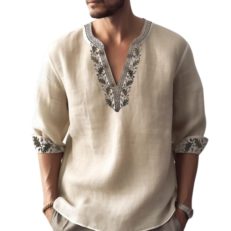 GRACEART Herren-Henley-Shirt Freizeithemd Strandhemd