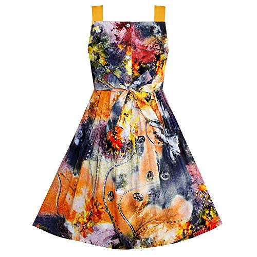 Sunny Fashion Girls Dress Tank Bow Tie Sundress Summer Beach Floral Size 6-122