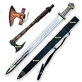 Ragnar Lothbrok Sword & Axe Vikings Sword of Kings/Ragnar Sword with axe Bjorn Ironside Sword Medieval Fancy Sword of Viking The Symbol of Kingship - Sword & Axe for Gift With Additional Viking lover