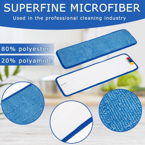 Image of 24 Pack Replacement Microfiber Pad - Thick - Universal Commercial 17-18 Inch Mop Head- Heavy Duty - Wet & Dry Cleaning Refills Reusable Mop Refills Fit for Most Microfiber Flat System