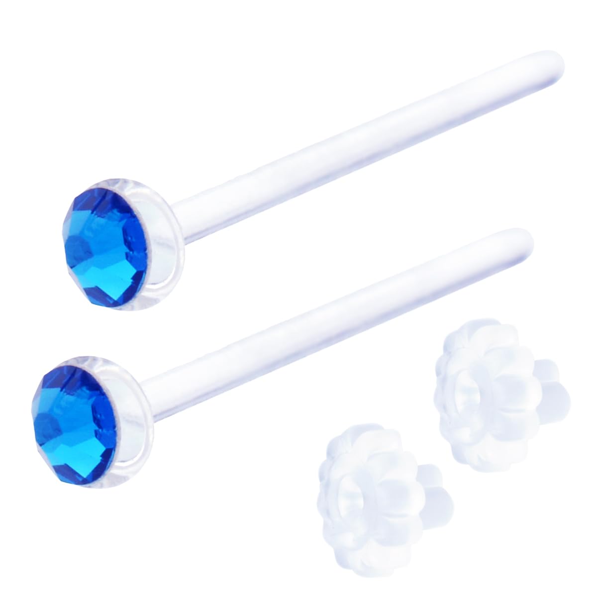 piena Jewelry Stud Earrings for Women Tempered Glass Hypoallergenic Rhinestone Clear 20G 18G 16G Retainer Body Piercing for First Second Earrings