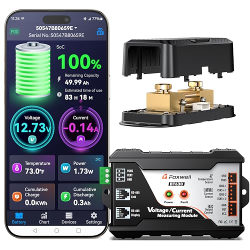 FOXWELL BT630 600A Smart Battery Monitor Shunt, 10–120V