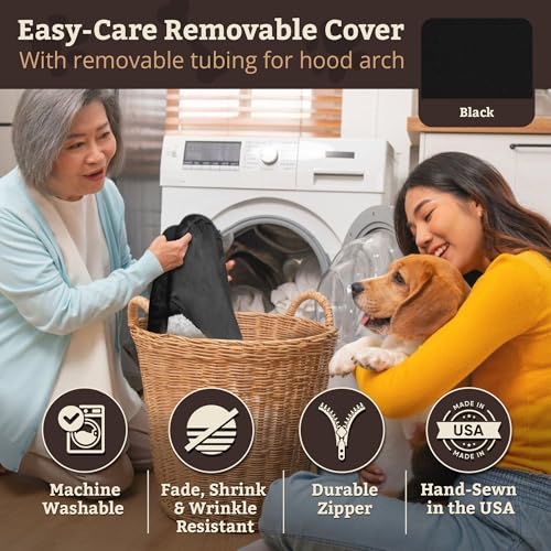 Image of Snoozer Cozy Cave Dog Bed, Round Covered Dog Bed, Black (S)