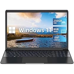 SGIN 15,6 Pulgadas Ordenador portátil, 8 GB RAM 256 GB SSD Notebook, Celeron Quad-Core Up to 2,8 GHz, 2.4/5.0G WiFi, Bluetooth 4.2, admite Memoria Extensible 512 GB TF