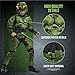 Halo Infinite Master Chief Costume, Kids Size Muscle Padded Video Game Inspired Character Jumpsuit, Child Size Large (10-12), Green & Black