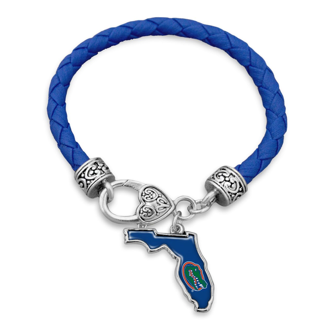 From the Heart Florida Gators State of Mine Blue Leather Bracelet Jewelry Gift Licensed UF, Silver