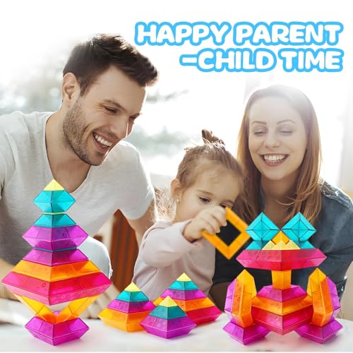 Image of 30-Piece STEM Building Blocks Set - Educational Stacking Toys for Kids | Preschool Learning Activities & Light Table Compatible Construction Toys for Toddlers, Boys and Girls Ages 3-6 Years Old