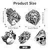 yolzhxe 5 Pièces Bagues CrâNe Homm, Réglables Bague Tete de Mort, Acier Inoxydable Rock Skull Anneaux, Style Rétro Gothique Crâne Bijoux, pour Homme Fête à Thème D'Halloween #1