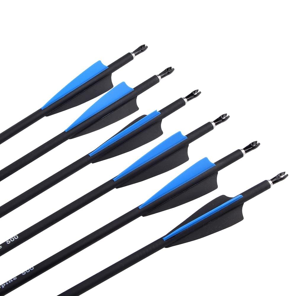 SHARROW 32" Freccia in Carbonio Spine 500 Frecce da per Arco Freccia Carbonio con 3 Piuma di Gomma Freccia per Bersaglio Tiro con L'Arco Arco Ricurvo Arco Compound Arco Lungo