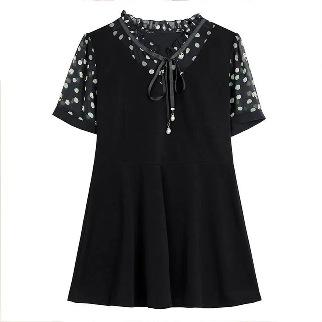 Camicette da donna a maniche corte con volant casual retrò tunica peplo estate fiocco top camicette