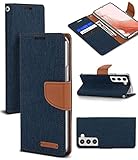 GOOSPERY Canvas Wallet Case (Navy, Galaxy S22)