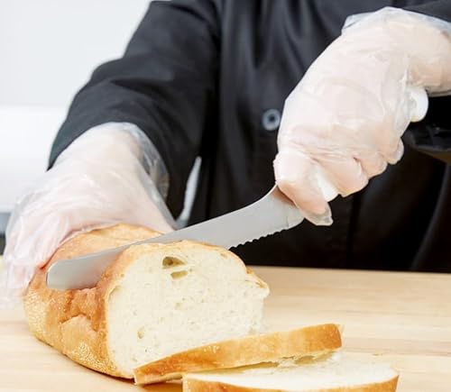 Miniatura 3 de Cuchillo sándwich de acero de alto carbono de hoja de 8 pulgadas con mango blanco- Cuchillo dentadocompensado para cortador de pan sándwich ideal