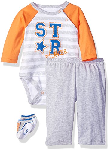 Vitamins Baby Baby Boys' T Shirt Look Screen Print 3 Piece Creeper Pant Set