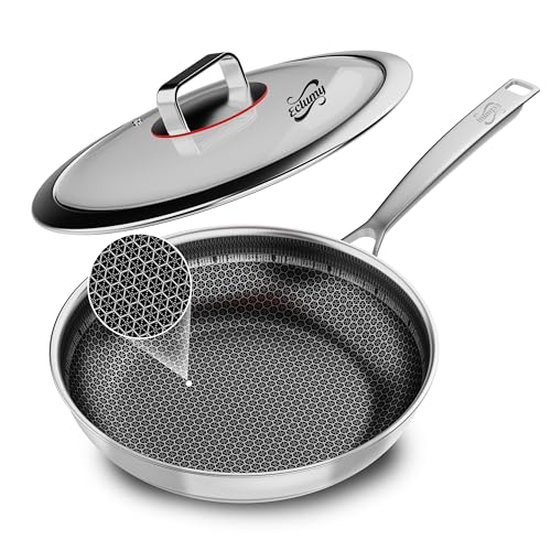 Non-Stick-Frying-Pans-Stainless-Steel-Pans-Tri-Ply-Frying-Pan-with-Lid-Non-Toxic-PFAS-PFOA-PTFE-Free-Metal-Utensil-Dishwasher-Oven-Safe-Induction-Compatible-12-inch Non Stick Frying Pans, Stainless Steel Pans Tri-Ply Frying Pan with Lid, Non-Toxic PFAS PFOA PTFE Free, Metal Utensil Dishwasher & Oven Safe Induction Compatible (12-inch) - Image 1