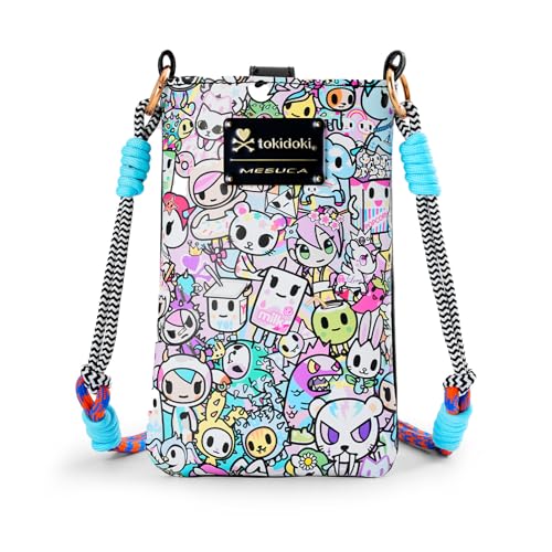MESUCA Tokidoki Small PVC Crossbody Purse, Button Cell Phone Bag Mini Shoulder Purse Wallet Smart Phone Pocket with Credit Card (Pink B)