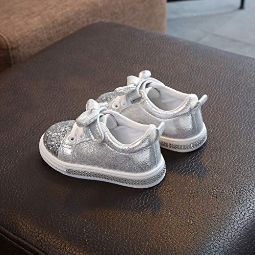 Flattering Run Shoes Boys Sneakers Bowknot Children Sport Crystal Baby Girls Sequins Bling Baby Shoes Silver #TOP2