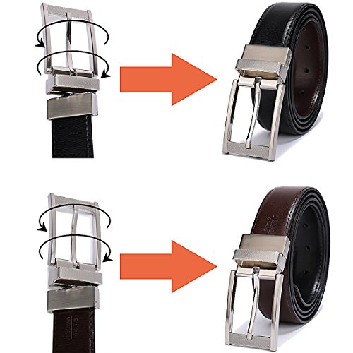 Image of Belts for Men Reversible Leather 1Piece (not 2) 1.25 inch Waist Strap Fashion Dress Buckle Beltox