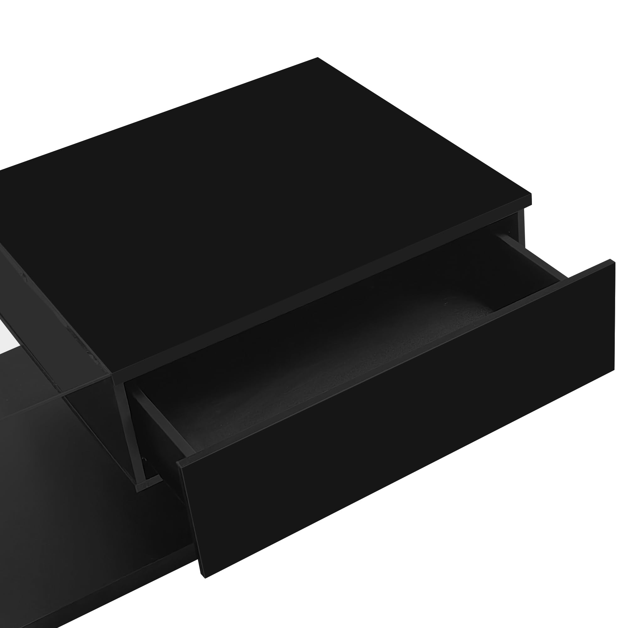 Merax Couchtisch Wohnzimmertisch schwarz Hochglanz, Wohnzimmertisch Hochglanz mit 16-Farbiger LED Beleuchtung Modern, 105x55x32cm