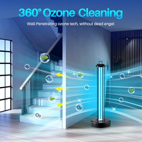 Qualirey 100W UV Light with Ozone Purifier for Room, UV Lamp with 3 Gear Timer Remote Control, UVC Light for Large Space, Cleaning Faster and More Thoroughly - image 3